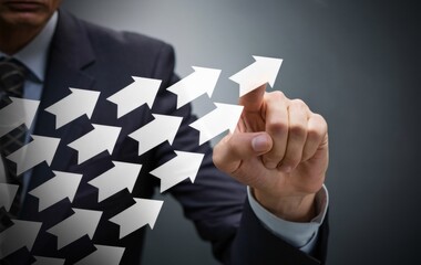Poster - The arrows appear to be ascending like a stock market graph, suggesting a successful investment or a triumphant business move