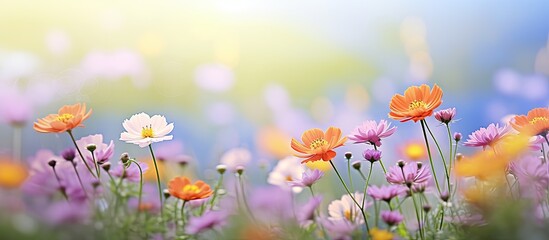 Aufkleber - Blurry images showcasing beautiful flowers, fresh plants, and blooming flowers with copy space image.