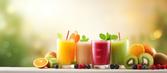 Poster - Fresh and healthy drinks with a genjer theme and appealing copy space image.