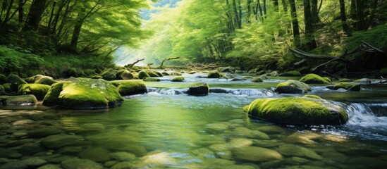 Poster - The bubbling stream of clear water with a beautiful copy space image.