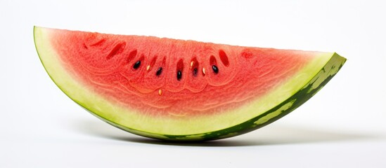 Poster - Watermelon slice on a white background with copy space image available.