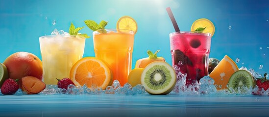 Poster - Fresh and healthy drinks with a genjer theme and appealing copy space image.