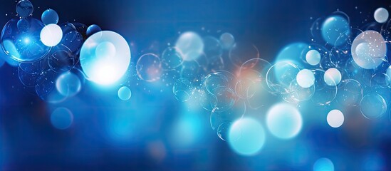 Poster - Abstract blue circular with bokeh light background, perfect for copy space image.