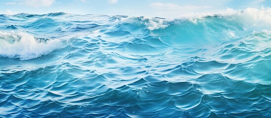 Poster - An ocean water background with a sea wave and copy space image.