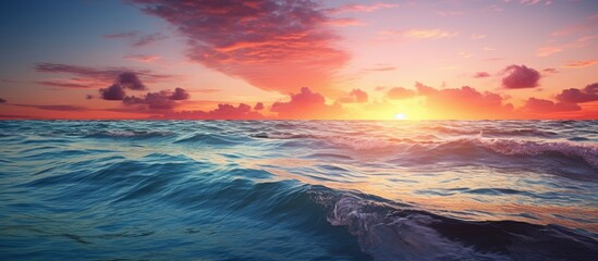 Poster - Gorgeous sunset on the beach with copy space image.
