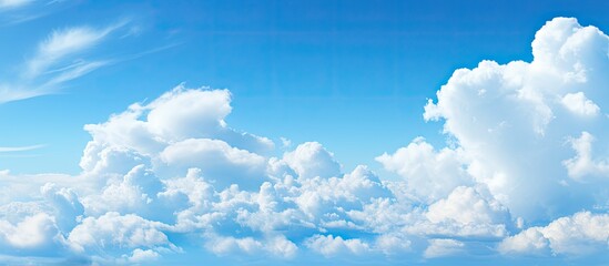 Aufkleber - The blue sky with fluffy white clouds provides a serene backdrop for the copy space image.
