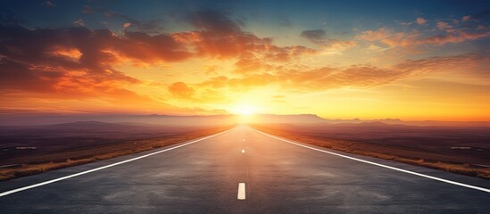 Poster - Sunset Highway with a breathtaking view and room for a copy space image.