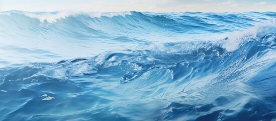 Poster - An ocean water background with a sea wave and copy space image.