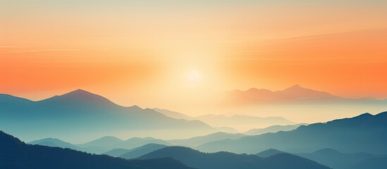 Poster - Sunrise over mountain silhouettes with copy space image.