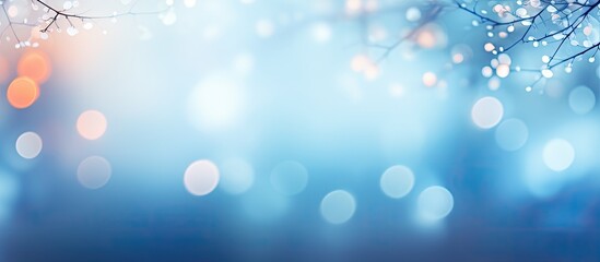 Poster - Blurry blue bokeh background with copy space image, adding a natural touch.