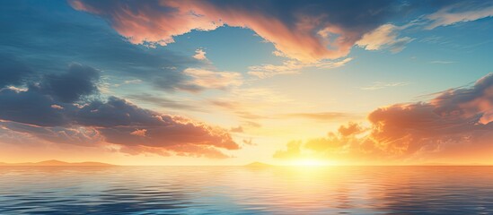 Canvas Print - A scenic sunset featuring a blend of golden and blue hues, ideal for a soothing copy space image.