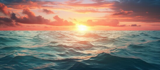 Poster - Scenic sunset seascape with blurred sky and sea, a perfect natural composition with a copy space image.