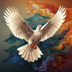 Wall Mural - white dove flying