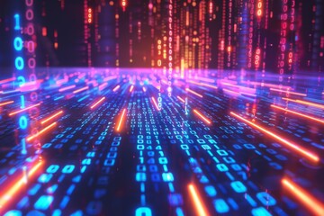 Digital Binary Technology Background created with Generative AI