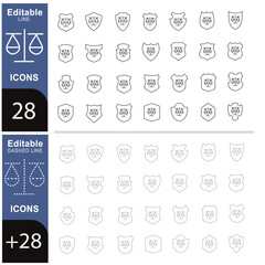 Fototapete - Court Editable Icons set. Vector illustration in modern thin line style of law related icons: Lawyer, judge, justice, and more. Pictograms and infographics for mobile apps