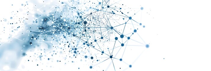 Poster - Abstract blue network connection dots on white background vector presentation design 
