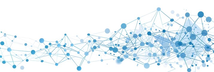Poster - Blue and white background vector illustration of network connection with dots, connections lines in flat design style on isolated white background, Vector Illustration 

