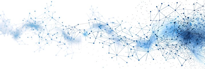 Poster - Blue and white background vector illustration of network connection with dots, connections lines in flat design style on isolated white background, Vector Illustration 
