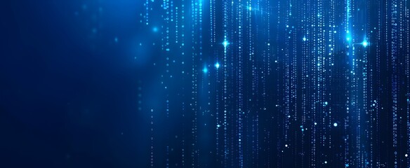 Poster - Blue technology background with digital lines and dots vector illustration, depicting a data science concept
