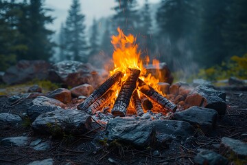 Close up of a campfire