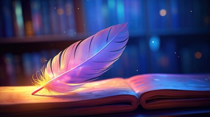 Wall Mural - book with feather