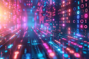 Digital Binary Technology Background created with Generative AI