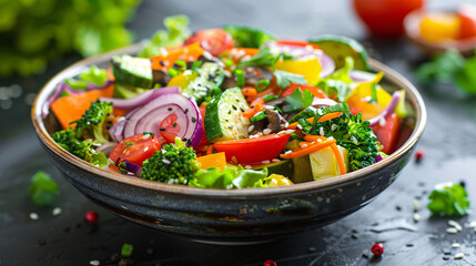 Wall Mural - Fresh and healthy vegetarian salad with a variety of vegetables and a light dressing