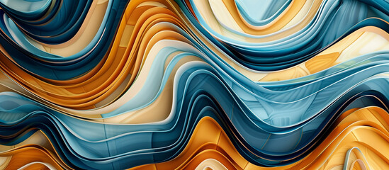 Wall Mural - abstract wave blue and brown artistic texture banner background