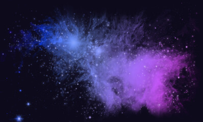 purple and blue nebula with space dust and stars with a dark background