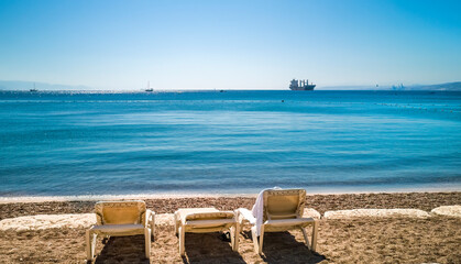 Wall Mural - Morning on sandy beach of the Red Sea