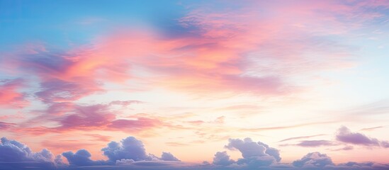 Poster - Twilight setting showcasing a stunning sky with colorful clouds provides a perfect backdrop for copy space images.