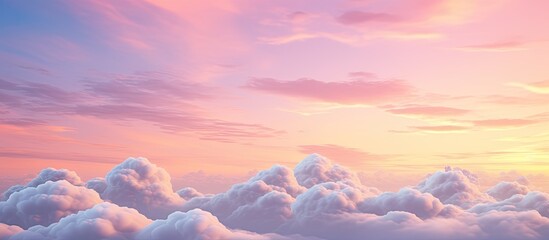 Poster - Soft pastel colors of the sky during sunrise or sunset, featuring colorful clouds and a serene copy space image.