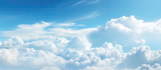Aufkleber - Abstract style panorama with a backdrop of blue sky, white clouds, and copy space image.