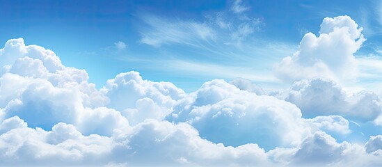 Aufkleber - Image of a vibrant blue sky with fluffy clouds providing a copy space image for customization.