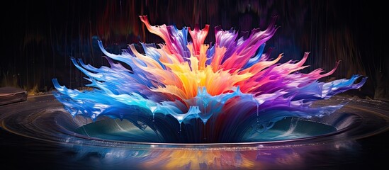 Aufkleber - A fountain with vibrant color flow, creating a mesmerizing display around the copy space image.