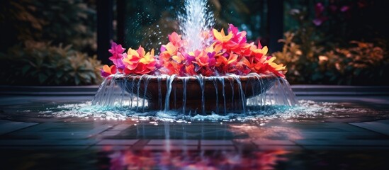 Aufkleber - A fountain with vibrant color flow, creating a mesmerizing display around the copy space image.