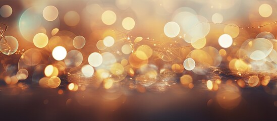 Poster - Abstract Christmas background with vintage glittering lights and bokeh effect, ideal for holiday-themed designs, with space for copy.