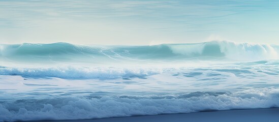 Poster - Stormy ocean waves along the late summer shores of the western Portuguese coast, with a serene copy space image.