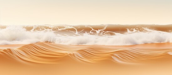 Poster - Sea waves gently lapping against golden sand with a copy space image.