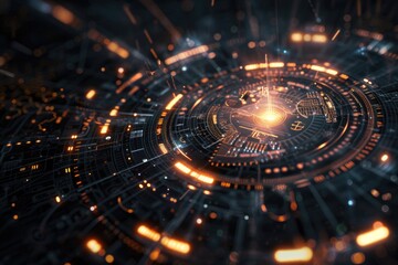 Poster - a digital image of a glowing circle with bright light and soft colors