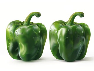 green pepper with water drops on white background, cooking concept .