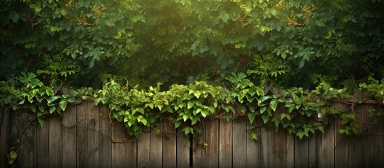 Poster - A fence covered with ivy, providing a charming backdrop for the copy space image.