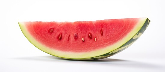 Poster - Watermelon slice on a white background with copy space image available.