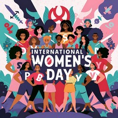 Wall Mural - International Women's Day (Illustration-typography)