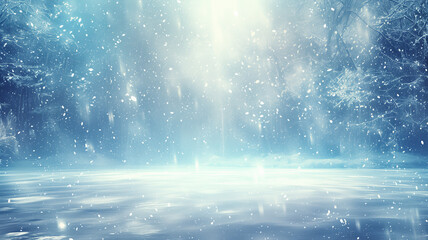 Aufkleber - A snow-covered landscape with a blue sky in the background. The snow is falling and the sky is bright and clear
