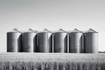 Canvas Print - Grain Bins in a Field