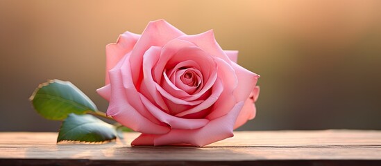 Aufkleber - Pink Rose Flower Close Up. Creative banner. Copyspace image