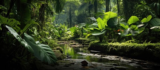 Canvas Print - Tanjung shady plants that can be used as herbal medicine. Creative banner. Copyspace image