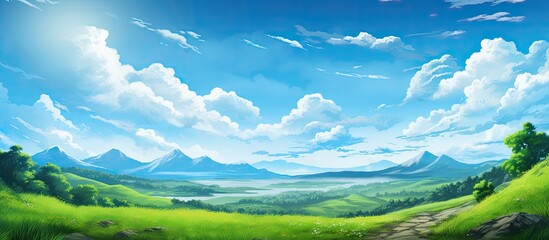 Poster - Field in nature landscape in the background sunny day. Creative banner. Copyspace image