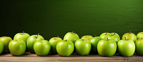 Poster - A group of beautiful green apples. Creative banner. Copyspace image